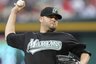 Florida Marlins starting pitcher Ricky Nolasco works in the first inning of a baseball game against the Atlanta Braves in Atlanta, Saturday, Aug. 28, 2010. Atlanta won 12-3. (AP Photo/John Bazemore)