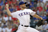 Texas Rangers starting pitcher Rich Harden (40) during a baseball game against the Oakland Athletics Saturday Aug. 28, 2010, in Arlington, Texas. (AP Photo/Tony Gutierrez)