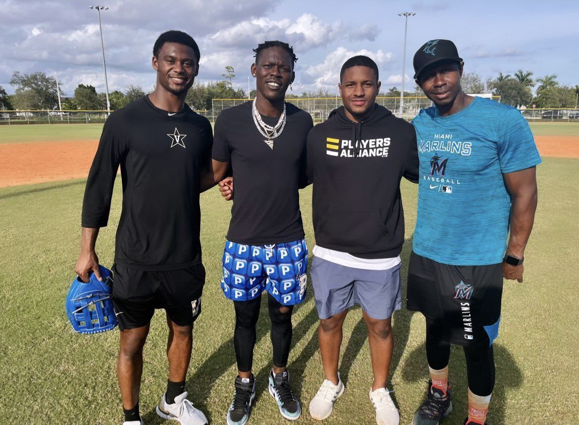 From left to right: Enrique Bradfield Jr., Jazz Chisholm Jr., Xavier Edwards and Juan Pierre
